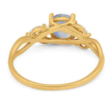 Art Deco Round Natural Stone Twisted Ring