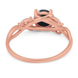 Art Deco Round Natural Stone Twisted Ring