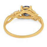 Art Deco Round Natural Stone Twisted Ring