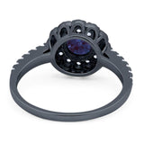 Art Deco Round Natural Stone Floral Ring