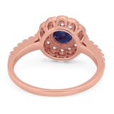 Art Deco Round Natural Stone Floral Ring