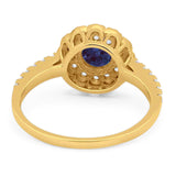 Art Deco Round Natural Stone Floral Ring