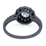 Art Deco Round Natural Stone Floral Ring