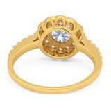 Art Deco Round Natural Stone Floral Ring