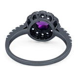 Art Deco Round Natural Stone Floral Ring