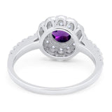 Art Deco Round Natural Stone Floral Ring