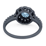 Art Deco Round Natural Stone Floral Ring