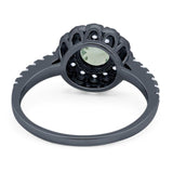 Art Deco Round Natural Stone Floral Ring