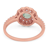 Art Deco Round Natural Stone Floral Ring