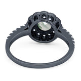 Art Deco Round Natural Stone Floral Ring