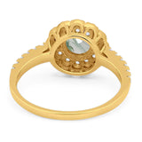 Art Deco Round Natural Stone Floral Ring
