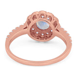 Art Deco Round Natural Stone Floral Ring