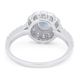 Art Deco Round Natural Stone Floral Ring