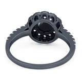 Art Deco Round Natural Stone Floral Ring