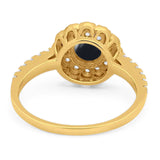 Art Deco Round Natural Stone Floral Ring