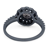 Art Deco Round Natural Stone Floral Ring