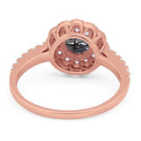 Art Deco Round Natural Stone Floral Ring