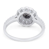 Art Deco Round Natural Stone Floral Ring