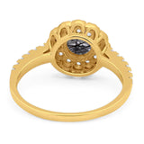 Art Deco Round Natural Stone Floral Ring