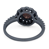 Art Deco Round Natural Stone Floral Ring