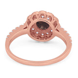 Art Deco Round Natural Stone Floral Ring