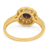 Art Deco Round Natural Stone Floral Ring