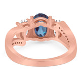 Art Deco Oval Natural Stone Trio Ring