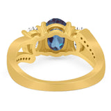 Art Deco Oval Natural Stone Trio Ring