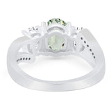 Art Deco Oval Natural Stone Trio Ring