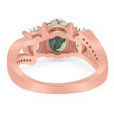 Art Deco Oval Natural Stone Trio Ring