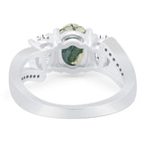 Art Deco Oval Natural Stone Trio Ring