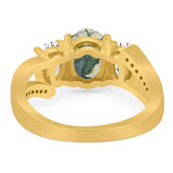 Art Deco Oval Natural Stone Trio Ring