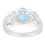 Art Deco Oval Natural Stone Trio Ring