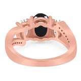 Art Deco Oval Natural Stone Trio Ring