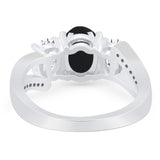 Art Deco Oval Natural Stone Trio Ring