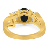 Art Deco Oval Natural Stone Trio Ring