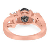 Art Deco Oval Natural Stone Trio Ring