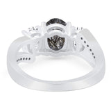 Art Deco Oval Natural Stone Trio Ring