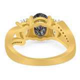 Art Deco Oval Natural Stone Trio Ring