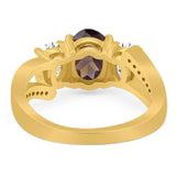 Art Deco Oval Natural Stone Trio Ring