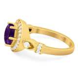 Art Deco Round Natural Stone Wedding Ring