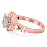 Art Deco Round Natural Stone Wedding Ring