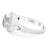 Art Deco Round Natural Stone Wedding Ring