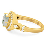 Art Deco Round Natural Stone Wedding Ring