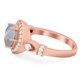 Art Deco Round Natural Stone Wedding Ring