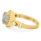 Art Deco Round Natural Stone Wedding Ring