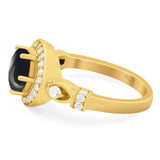 Art Deco Round Natural Stone Wedding Ring