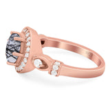 Art Deco Round Natural Stone Wedding Ring