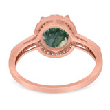 Art Deco Oval Natural Stone Wedding Ring