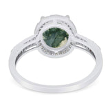 Art Deco Oval Natural Stone Wedding Ring